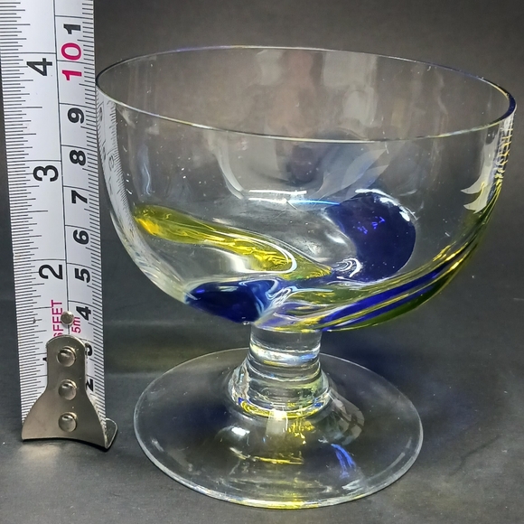 Hand Blown Art Glass Large Goblet, Murano Style Chunky Large Cocktail Glass - Picture 4 of 4